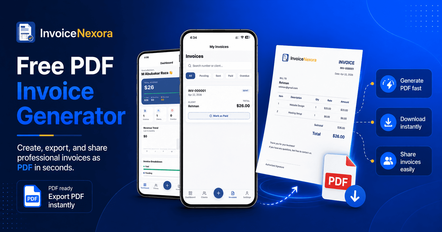 Branded cover illustration for Free PDF Invoice Generator: Mobile & Branded (2026)
