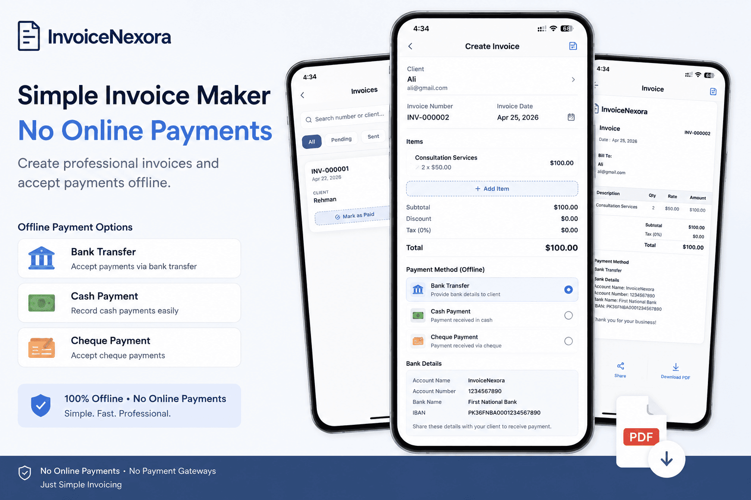 Branded cover illustration for Simple Invoice Maker Without Online Payments (2026)