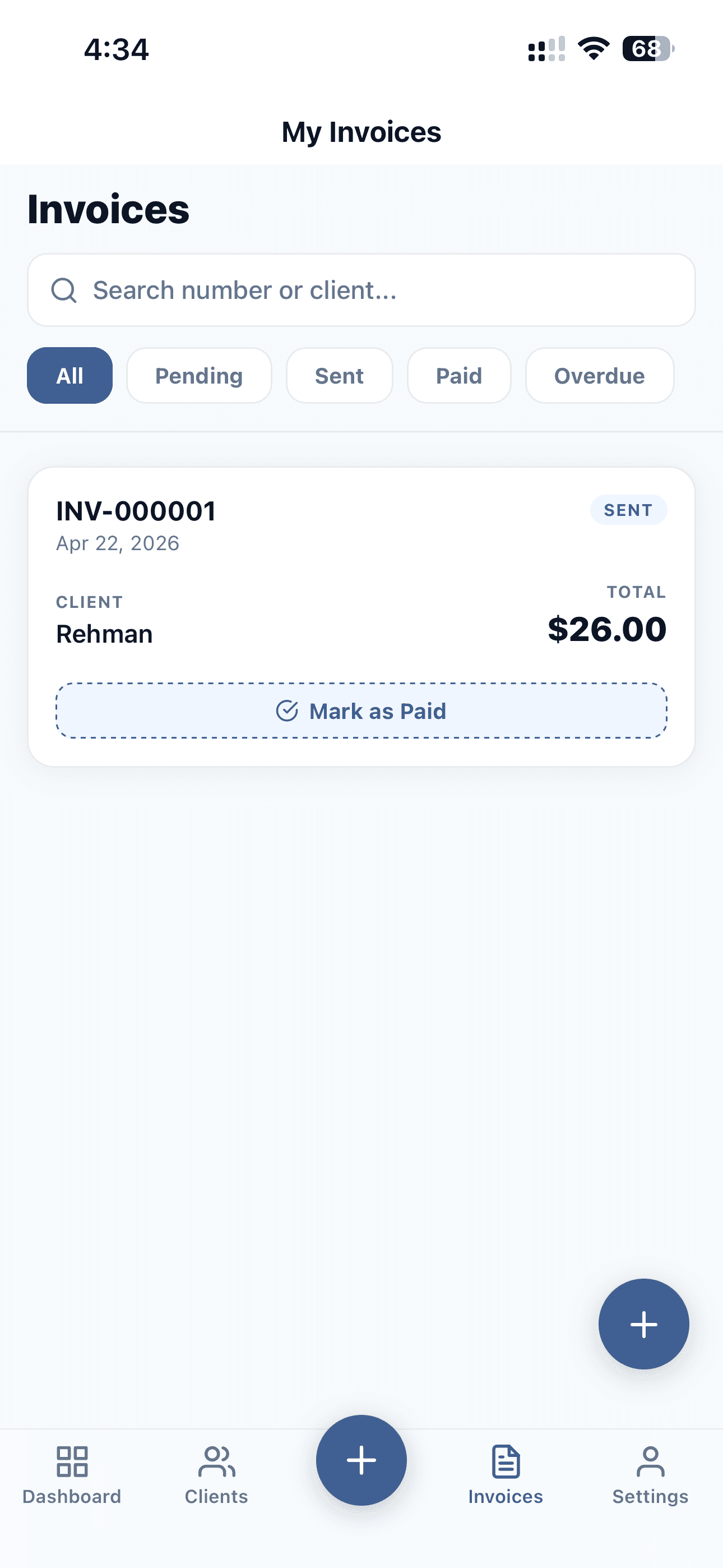 SmartInvoice dashboard screenshot